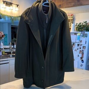 Boss Men's Dark Green Pea Coat